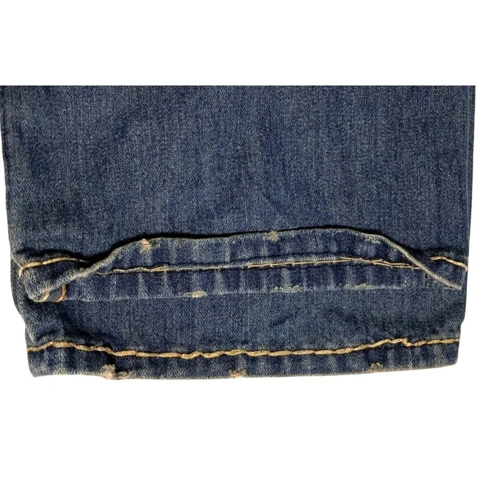 True Religion Billy Super T Jeans Mens 34 READ World Tour Patch Orange Yellow St
